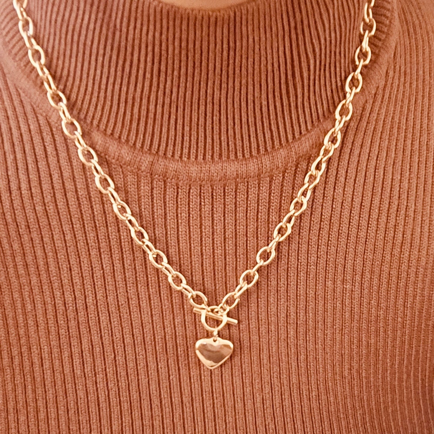18K gold plated Stainless steel "Heart" necklace, Intensity - Stylo Hub