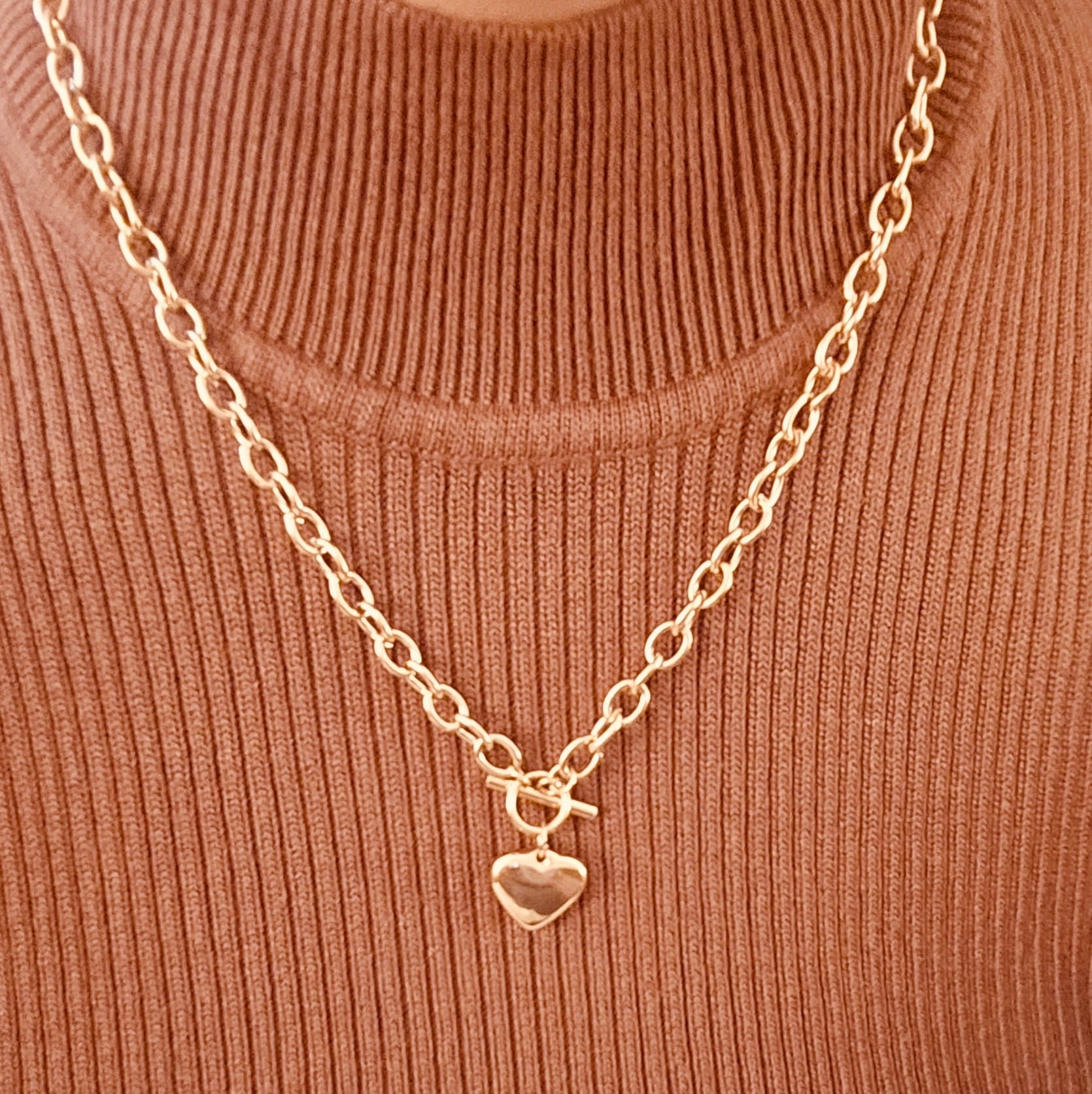 18K gold plated Stainless steel "Heart" necklace, Intensity - Stylo Hub