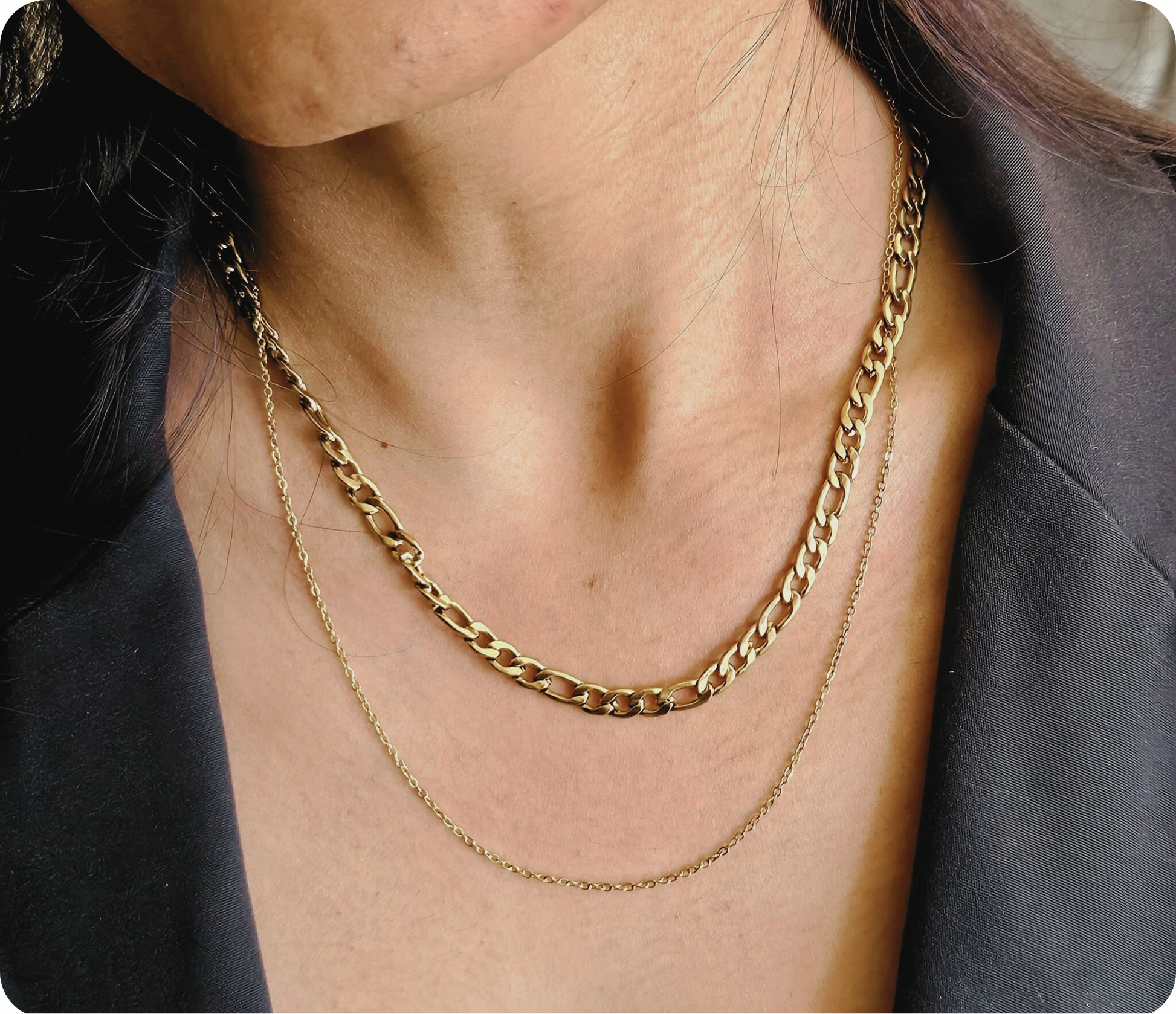 18K gold plated Stainless steel necklace, Intensity - Stylo Hub