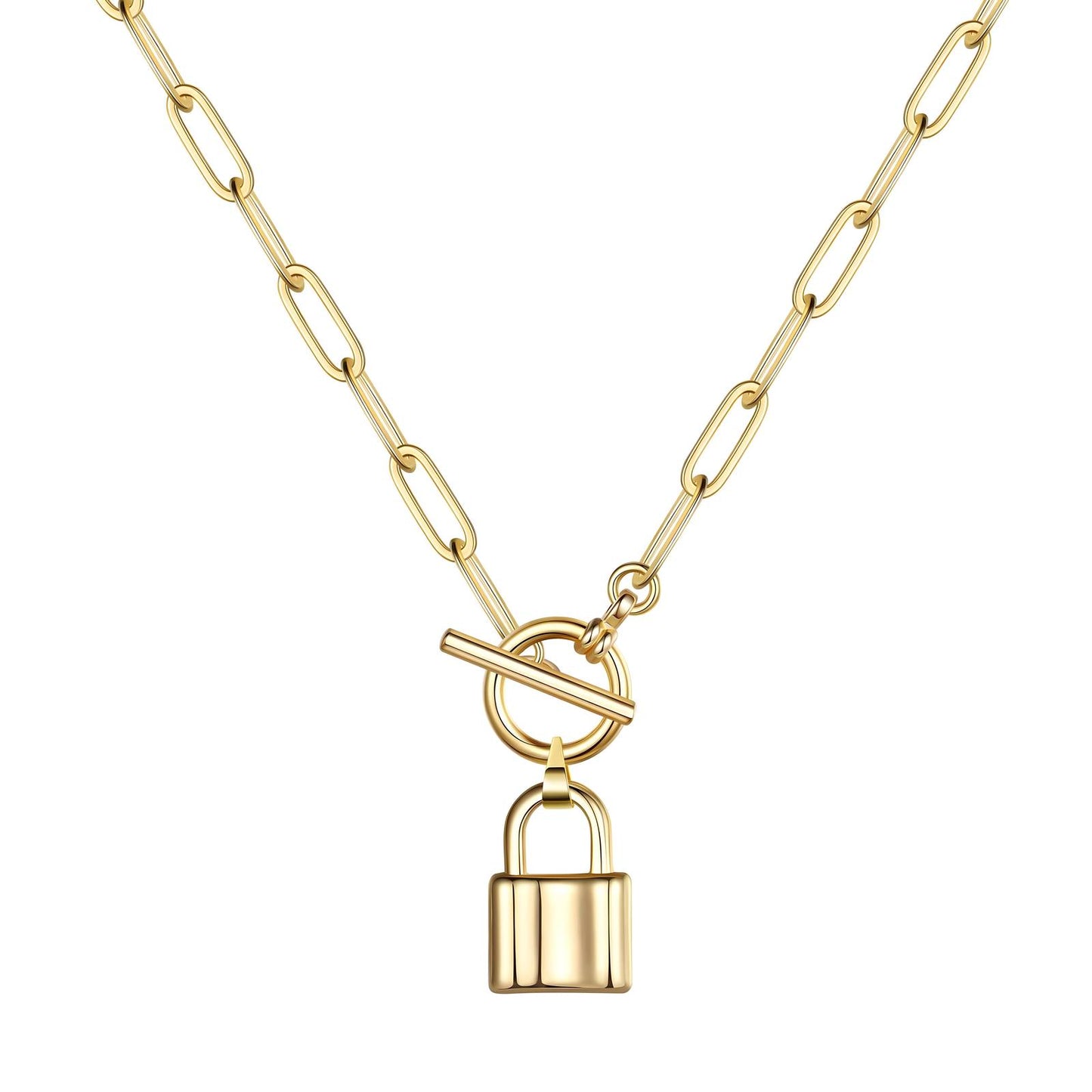 18K gold plated Stainless steel "Lock" necklace, Intensity