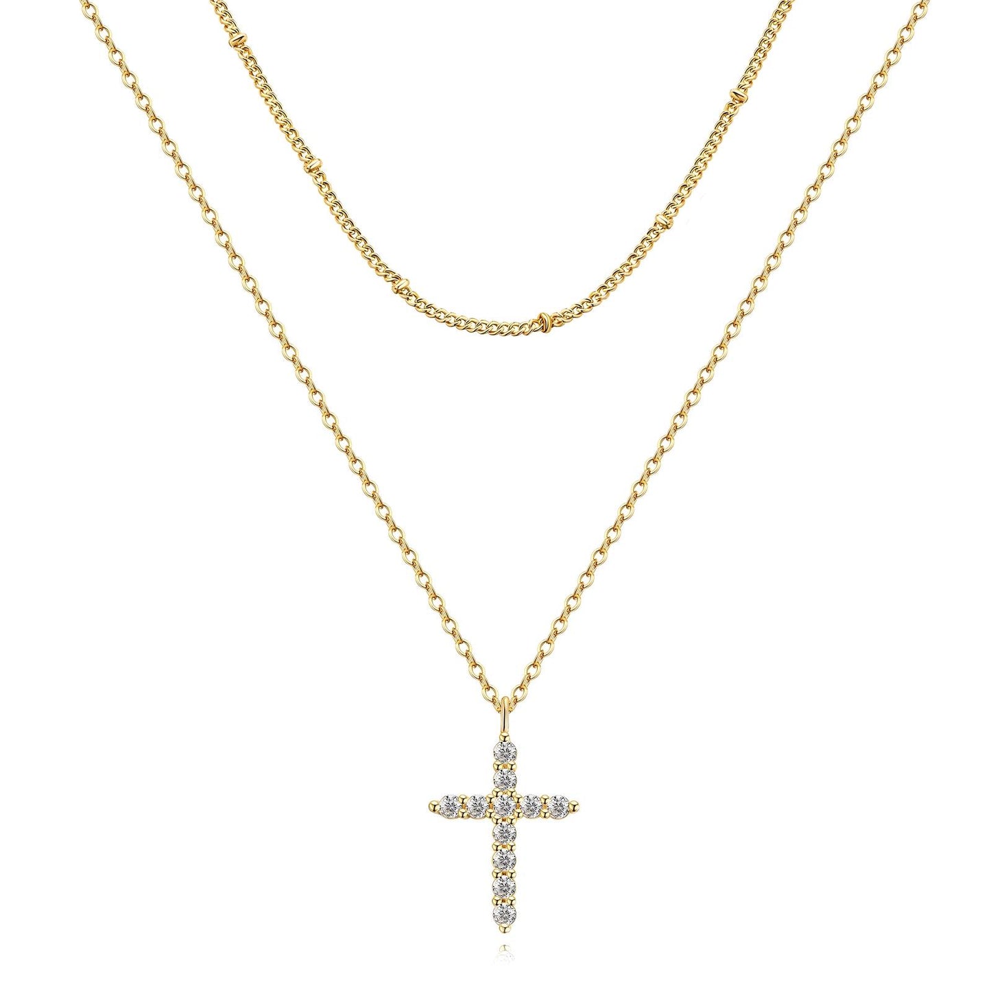 18K gold plated Stainless steel "Crosses" necklace, Intensity