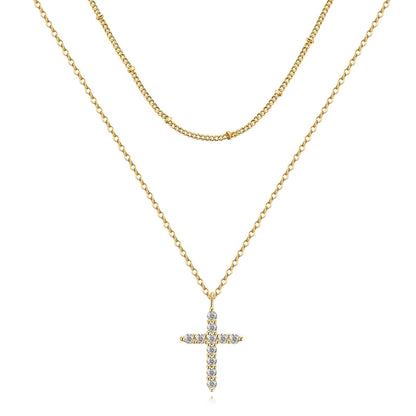 18K gold plated Stainless steel "Crosses" necklace, Intensity - Stylo Hub