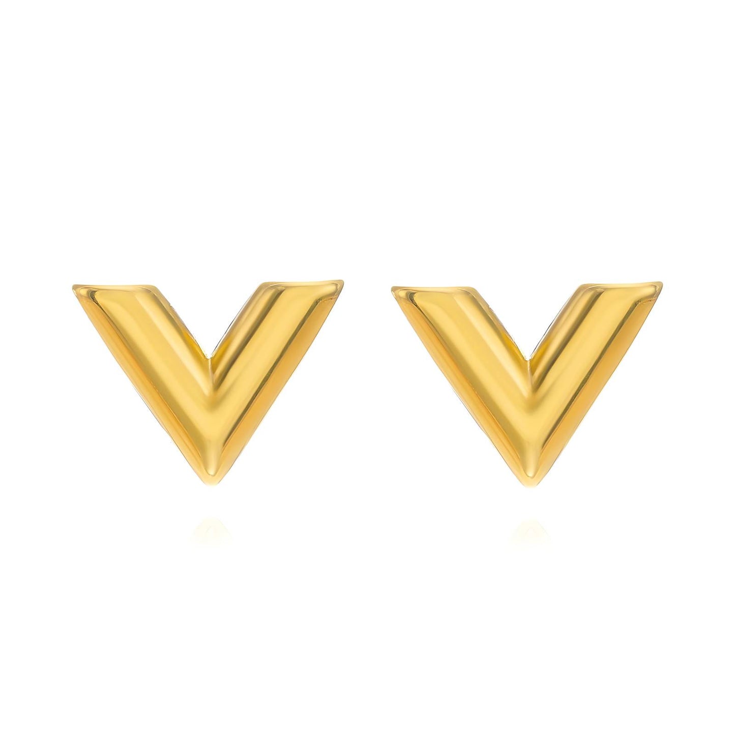 18K gold plated Stainless steel "Letter "V"" earrings, Intensity