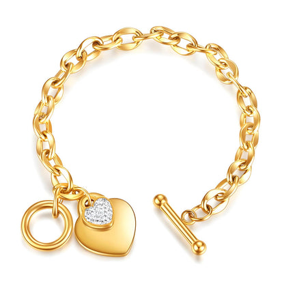 18K gold plated Stainless steel "Hearts" bracelet, Intensity - Stylo Hub
