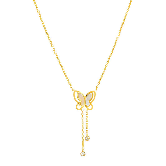 18K gold plated Stainless steel "Butterfly" necklace, Intensity