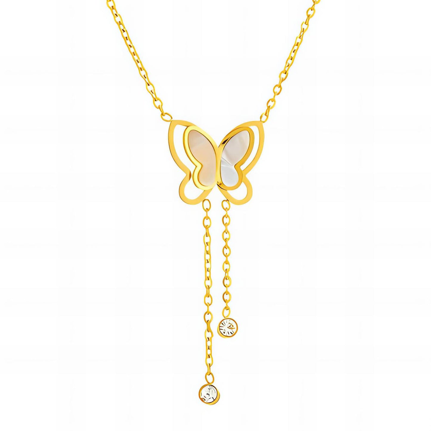 18K gold plated Stainless steel "Butterfly" necklace, Intensity